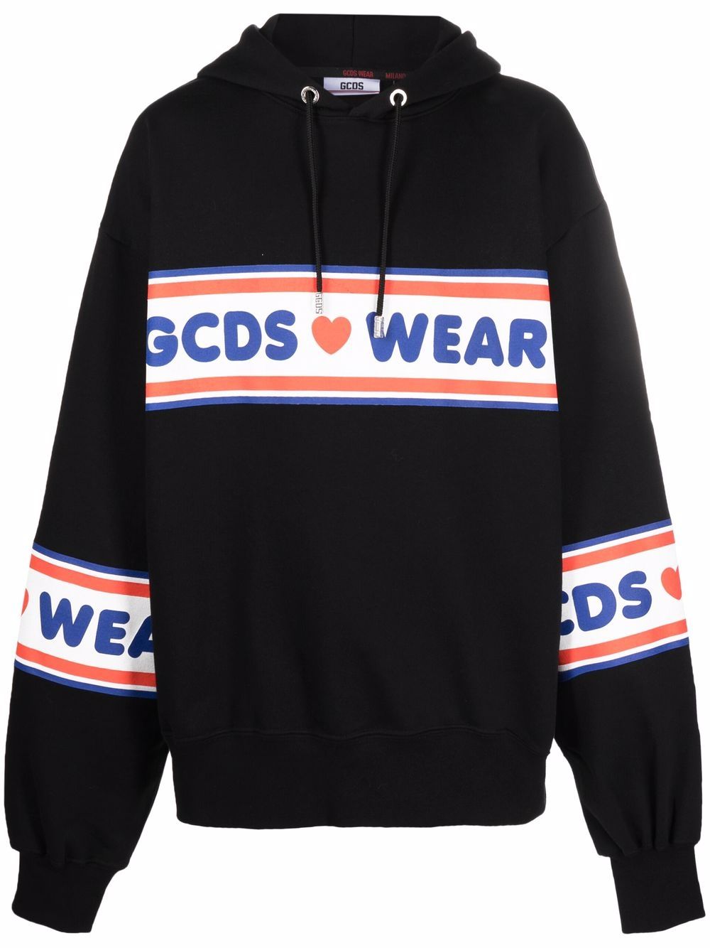 Gcds logo-print cotton hoodie - Black von Gcds