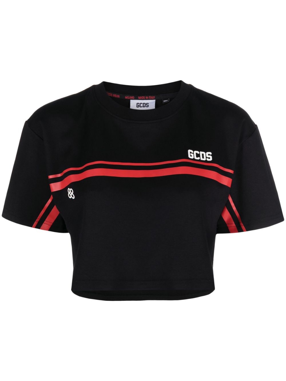 Gcds logo-print cropped T-shirt - Black von Gcds