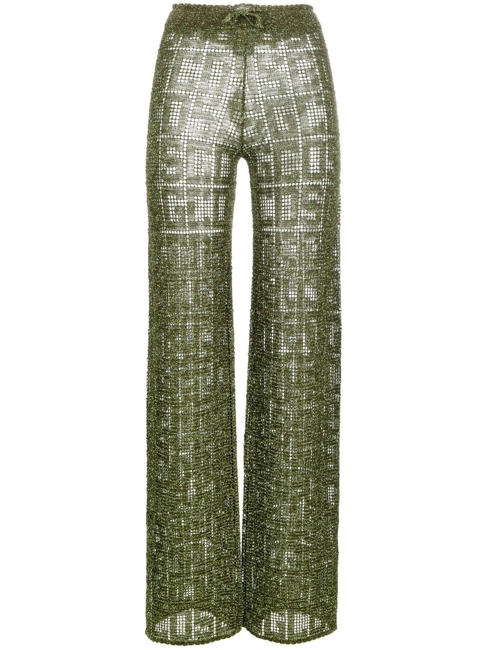 Gcds logo-print high waist trousers - Green von Gcds