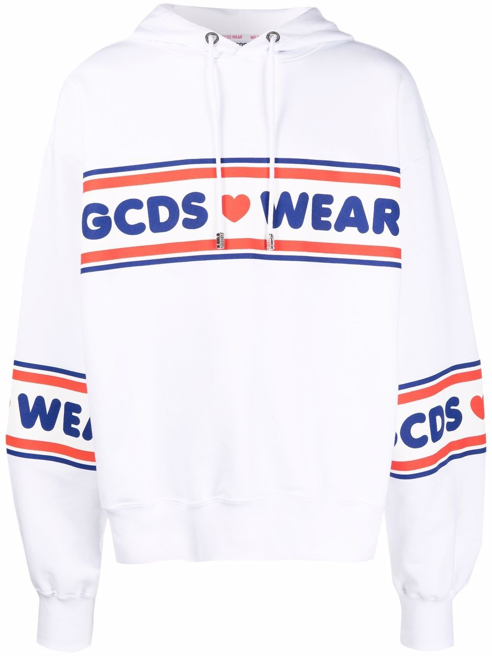 Gcds logo-print striped hoodie - White von Gcds