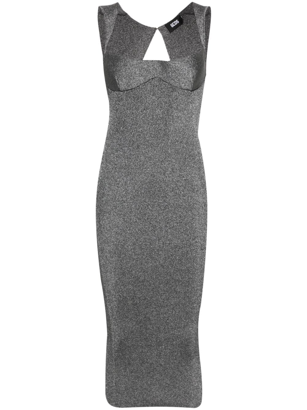 Gcds lurex-detail ribbed maxi dress - Grey von Gcds