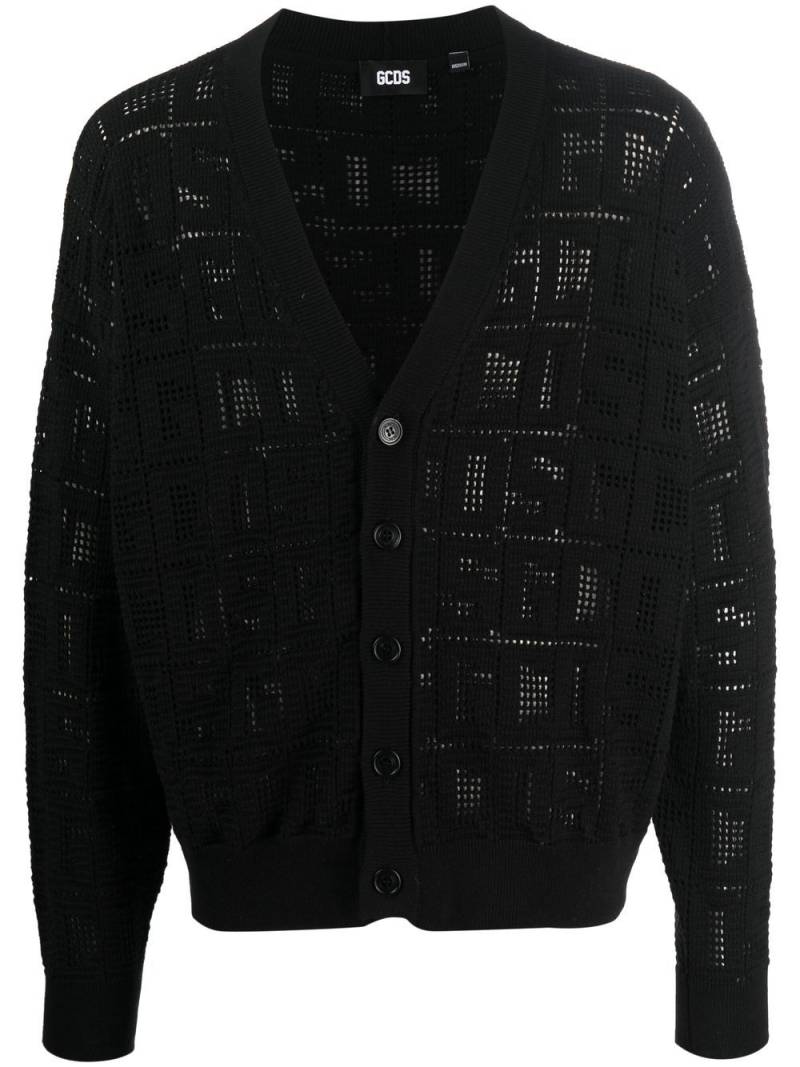 Gcds monogram macramé cotton cardigan - Black von Gcds