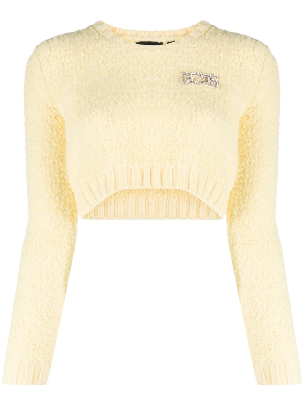 Gcds rhinestone-embellished bouclé cropped jumper - Yellow von Gcds