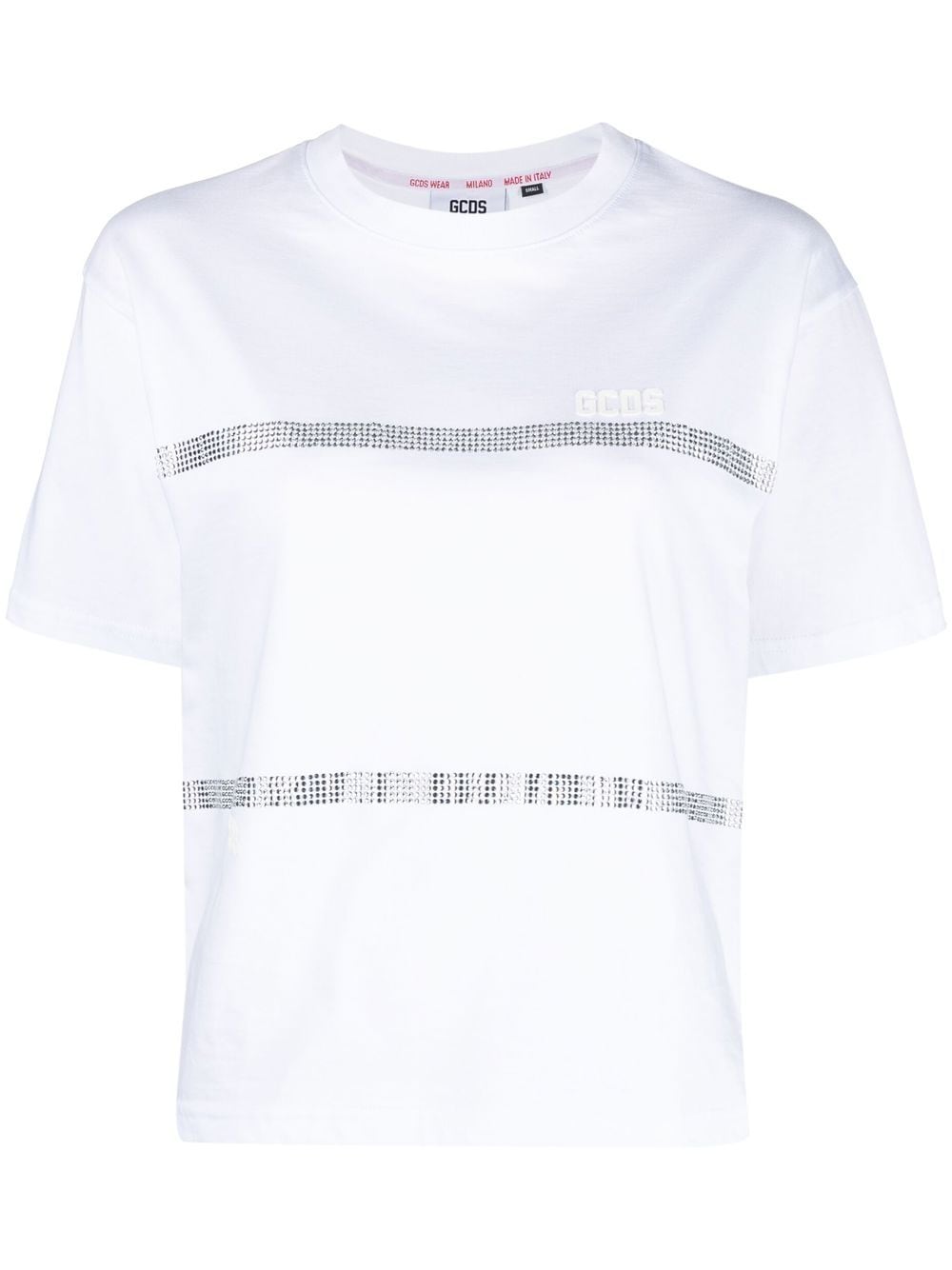 Gcds rhinestone-striped T-shirt - White von Gcds