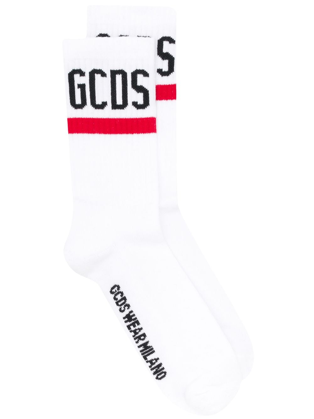 Gcds ribbed contrast logo socks - White von Gcds