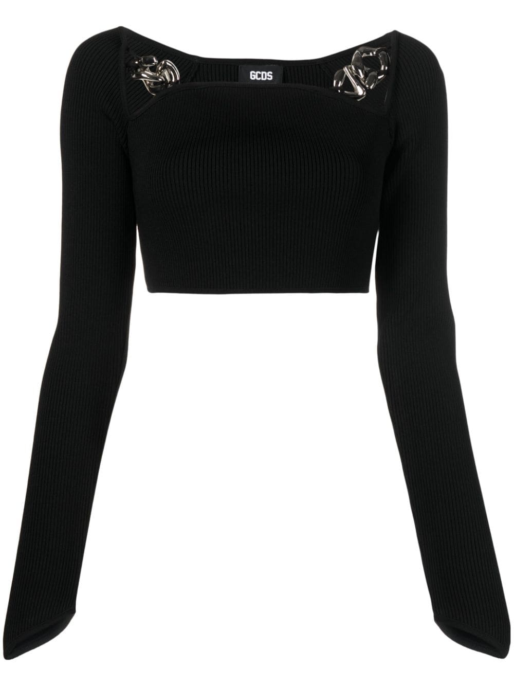 Gcds ribbed square-neck cropped top - Black von Gcds