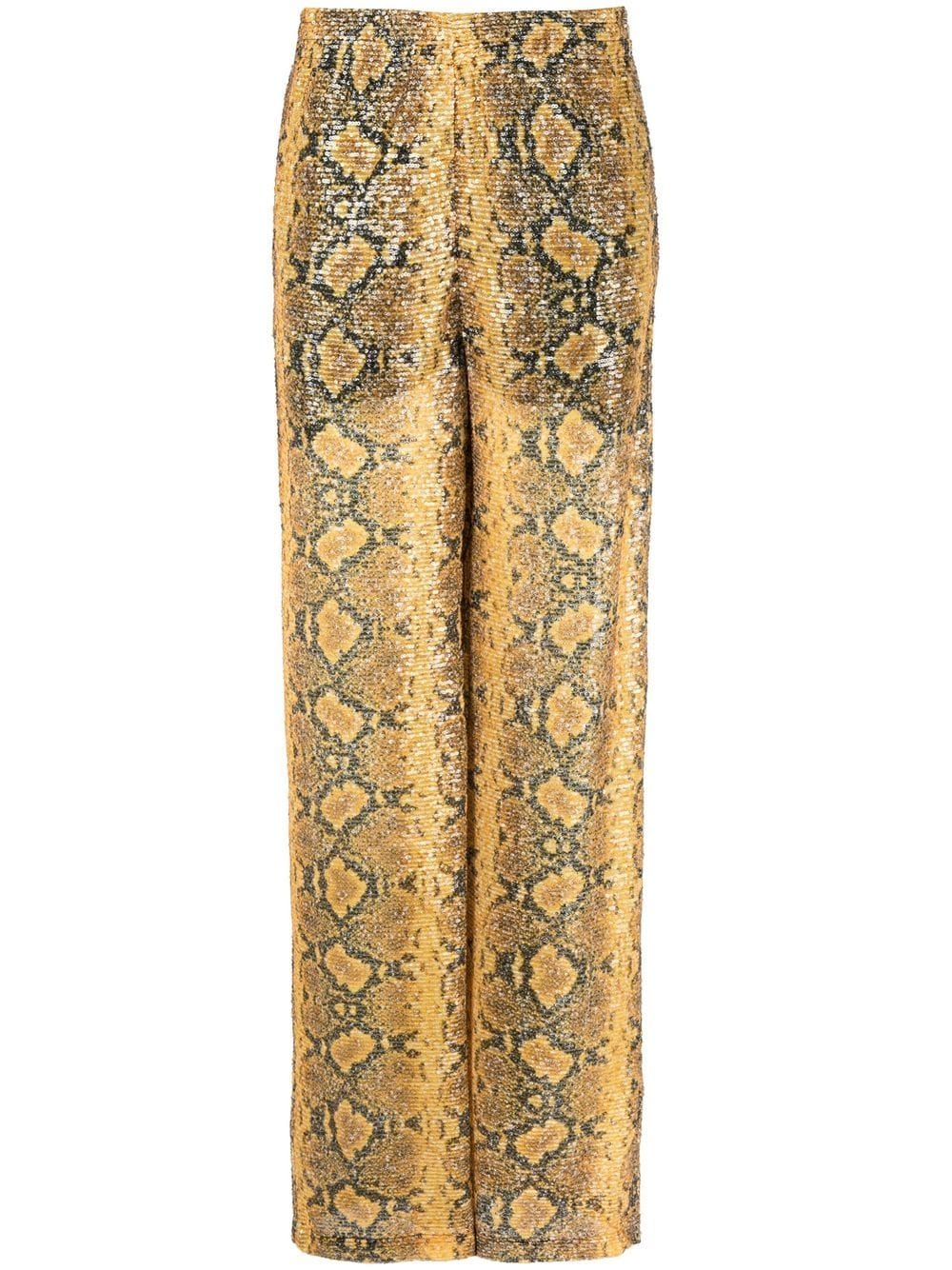 Gcds sequin-embellished snakeskin-print trousers - Yellow von Gcds