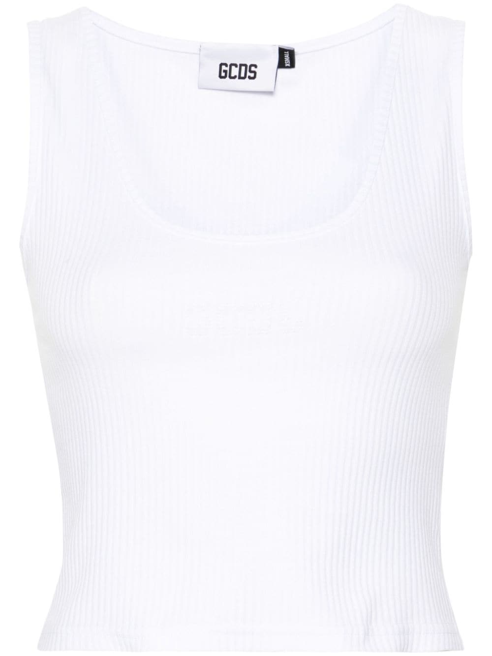 Gcds sequinned-logo ribbed top - White von Gcds