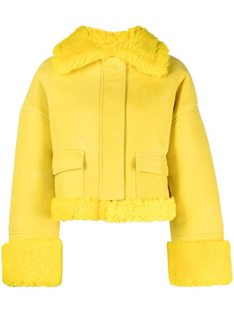 Gcds shearling-collar leather jacket - Yellow von Gcds