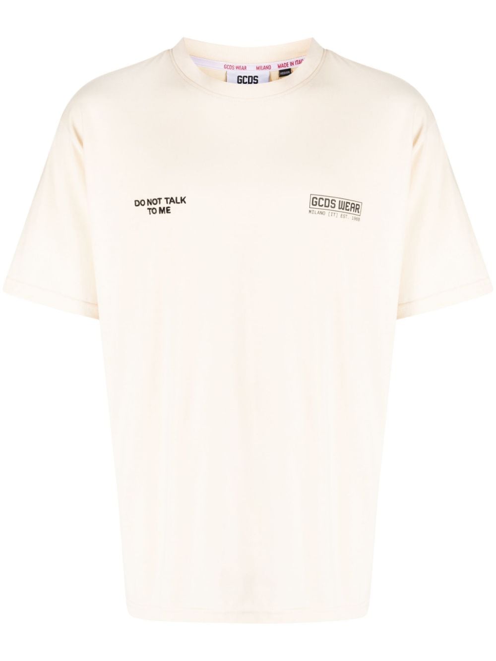 Gcds slogan-print cotton T-shirt - Neutrals von Gcds