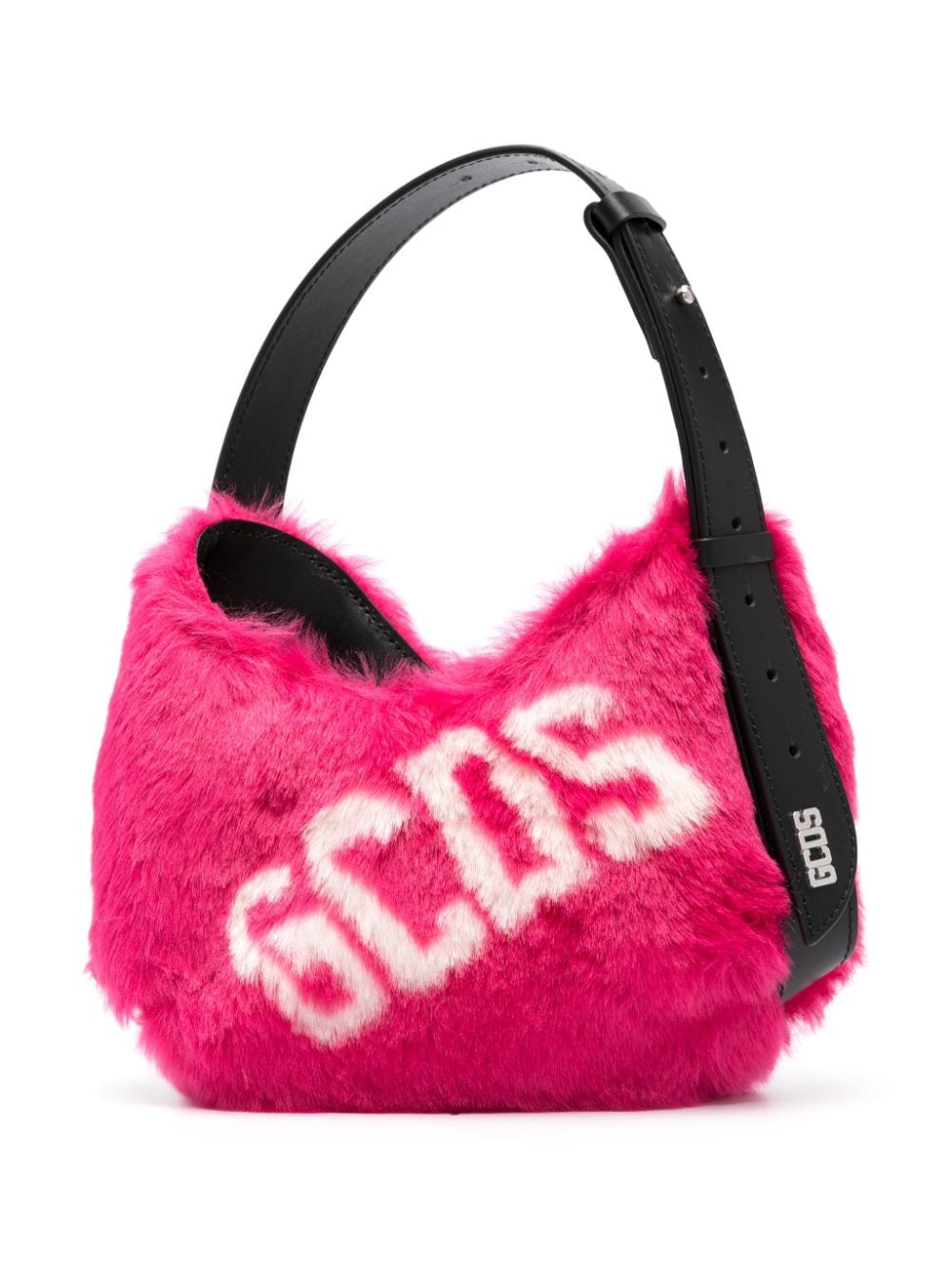 Gcds small Comma Faux Fur Logo shoulder bag - Black von Gcds