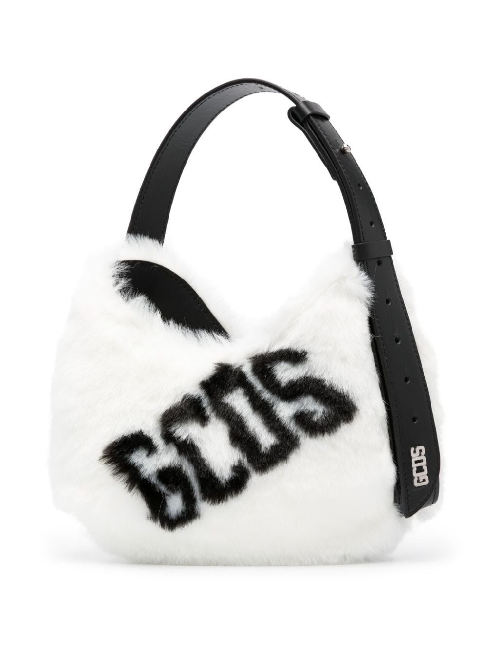 Gcds small Comma Faux Fur Logo shoulder bag - White von Gcds