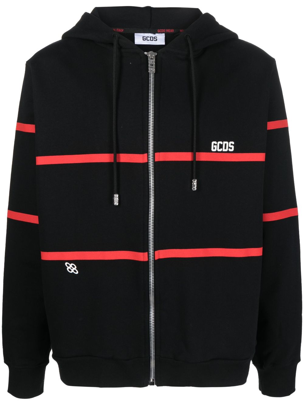 Gcds stripe-print zip-up hoodie - Black von Gcds
