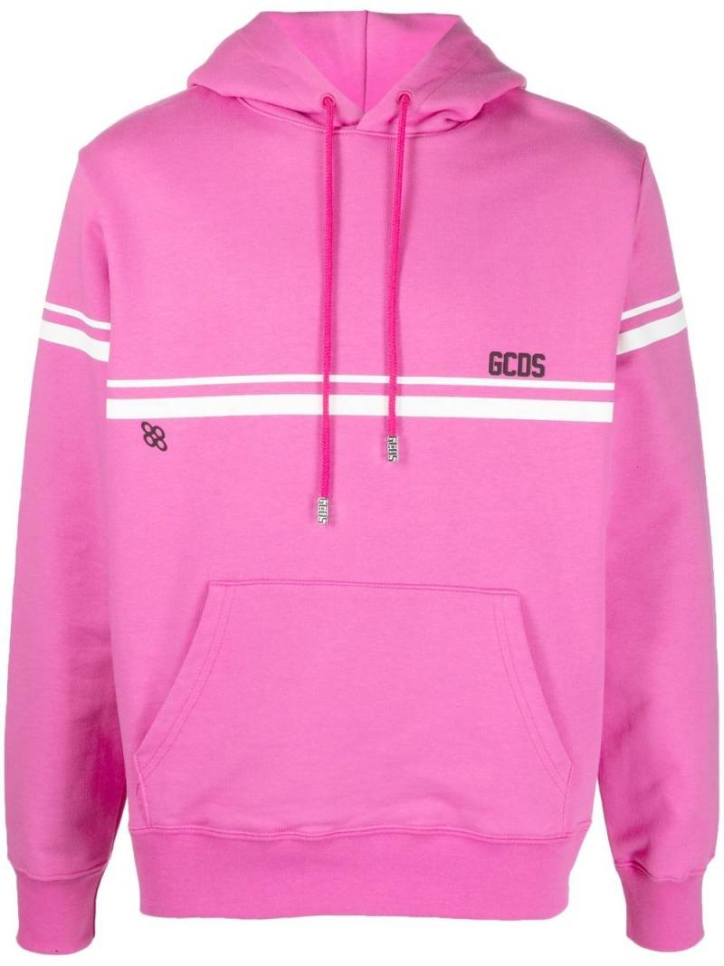 Gcds striped logo-print hoodie - Pink von Gcds