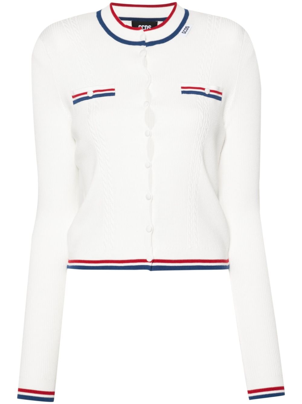 Gcds striped-trim ribbed cardigan - White von Gcds