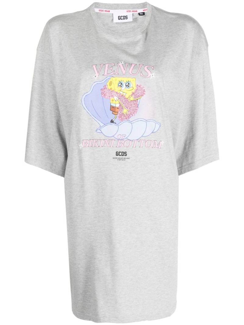 Gcds x SpongeBob printed cotton-jersey T-shirt dress - Grey von Gcds