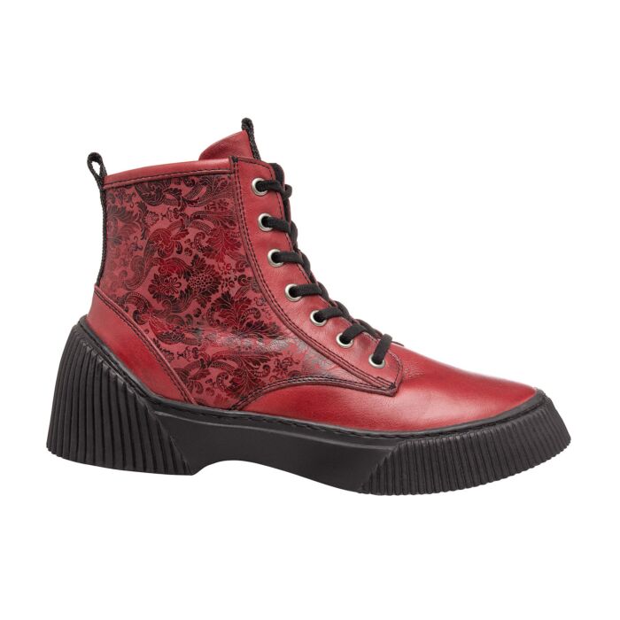 Gemini Stiefelette aus Nappaleder mit Blumenprint für Damen rot, 37 von Gemini