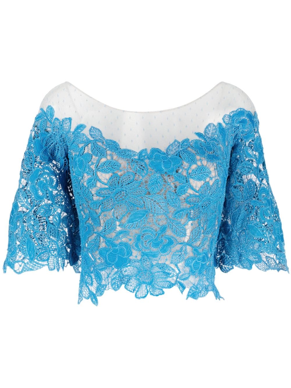 Gemy Maalouf cropped corded lace top - Blue von Gemy Maalouf