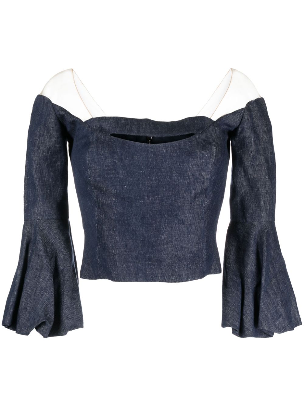 Gemy Maalouf cut-out bell-sleeves top - Blue von Gemy Maalouf