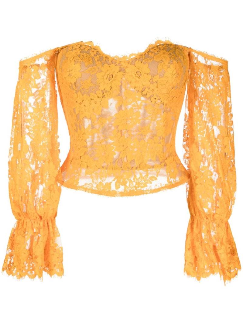 Gemy Maalouf floral-lace off-shoulder blouse - Orange von Gemy Maalouf