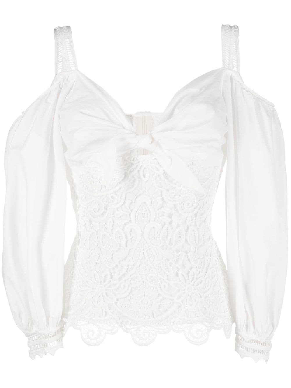 Gemy Maalouf guipure-lace panel puff-sleeve blouse - White von Gemy Maalouf