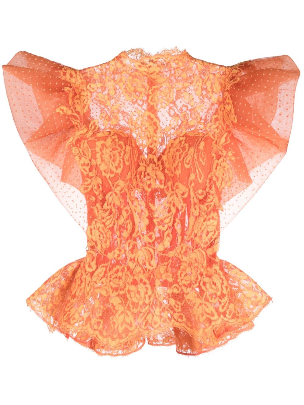 Gemy Maalouf wide-sleeves floral-lace top - Orange von Gemy Maalouf