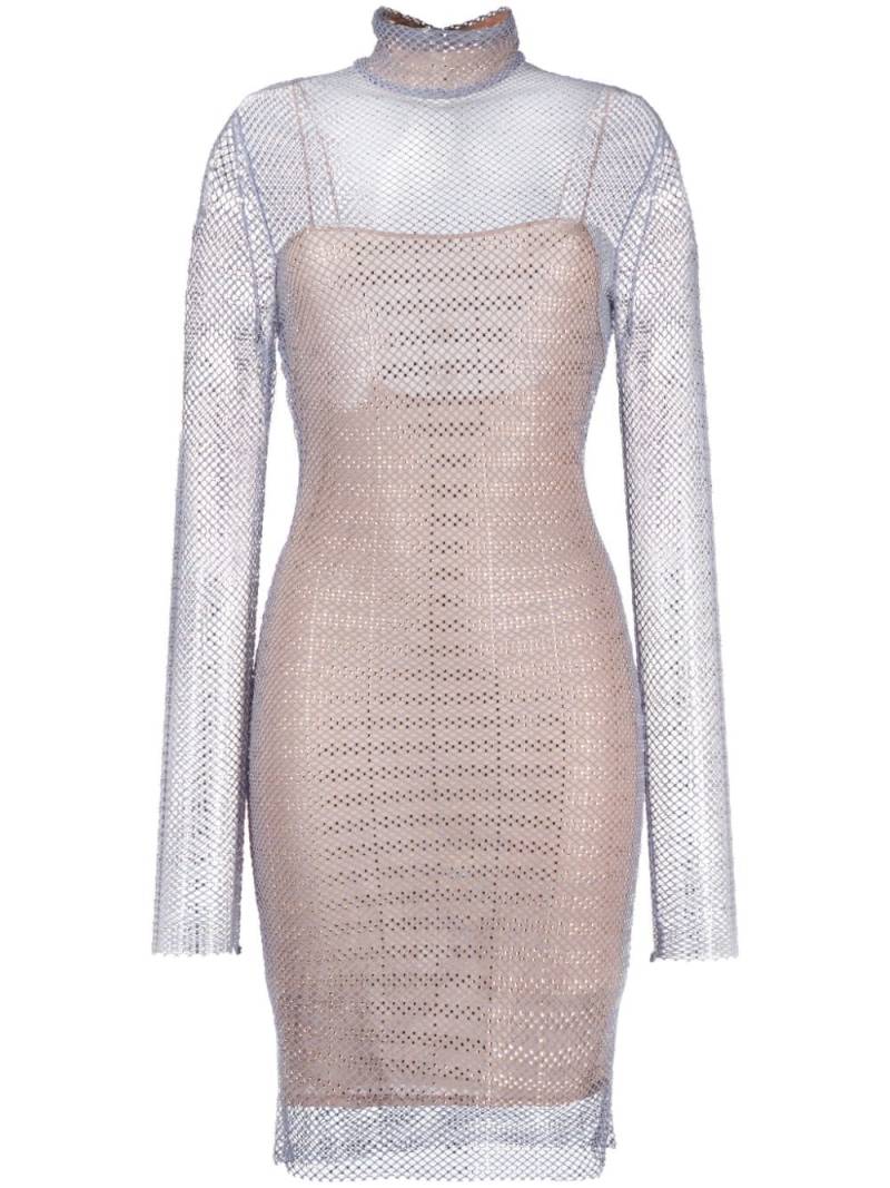 Genny Elegant rhinestone-embellished mesh minidress - Blue von Genny