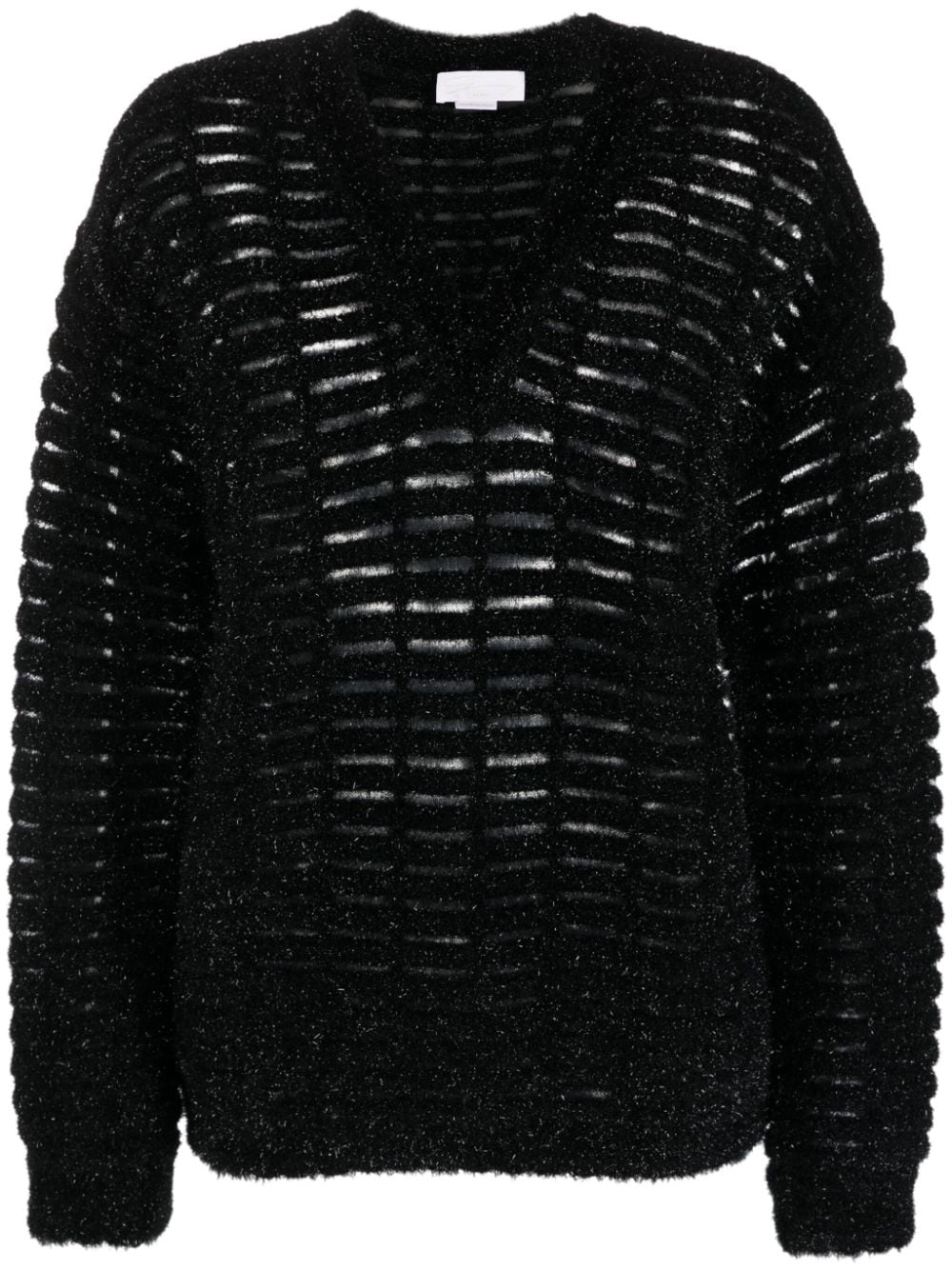 Genny V-neck open-knit jumper - Black von Genny