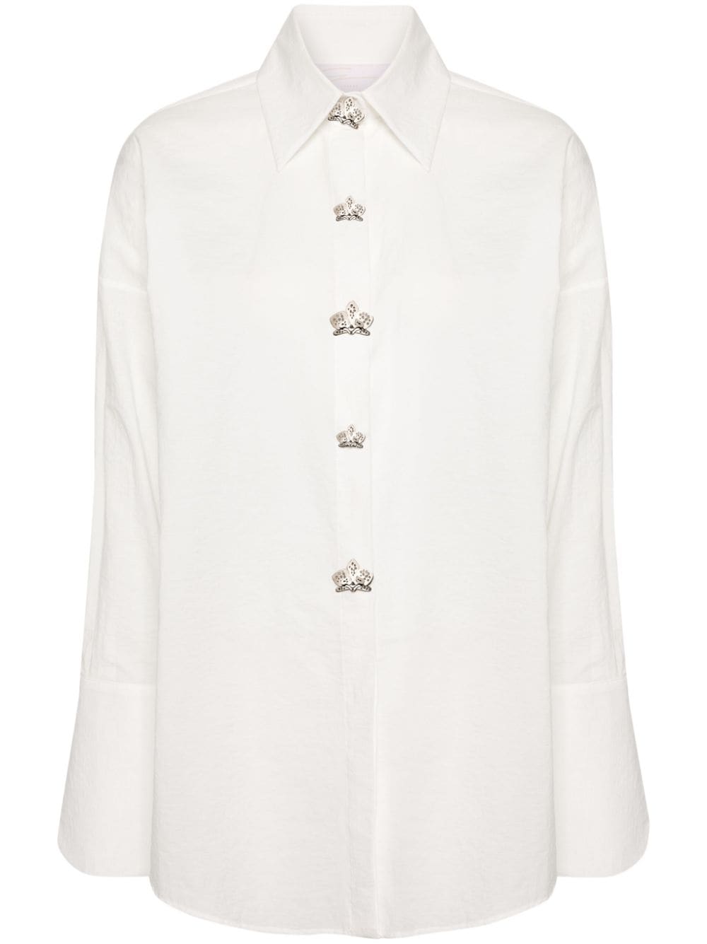 Genny appliqué-detail muslin shirt - Neutrals von Genny