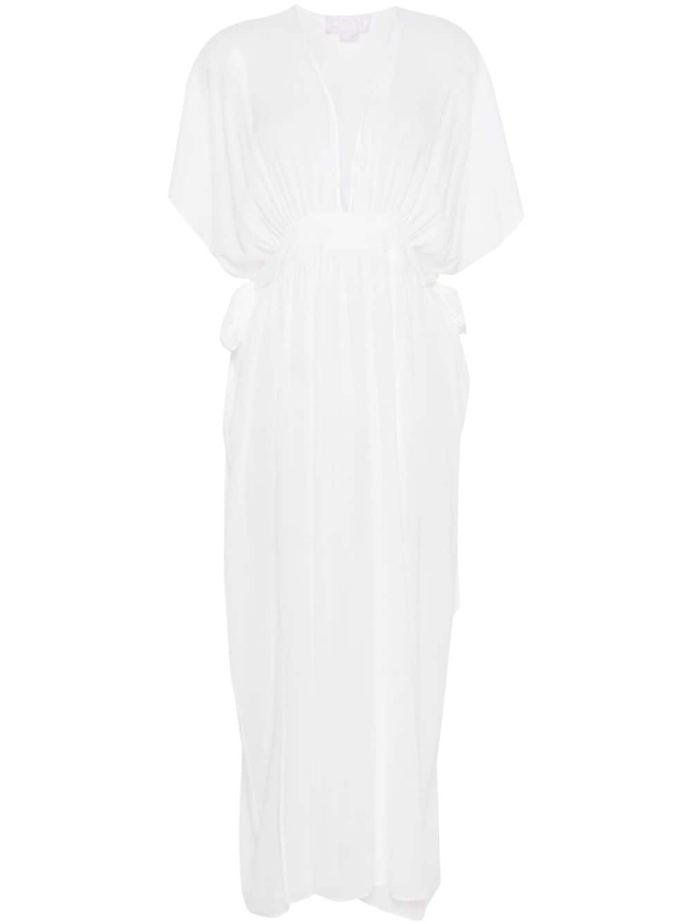 Genny belted silk maxi dress - White von Genny