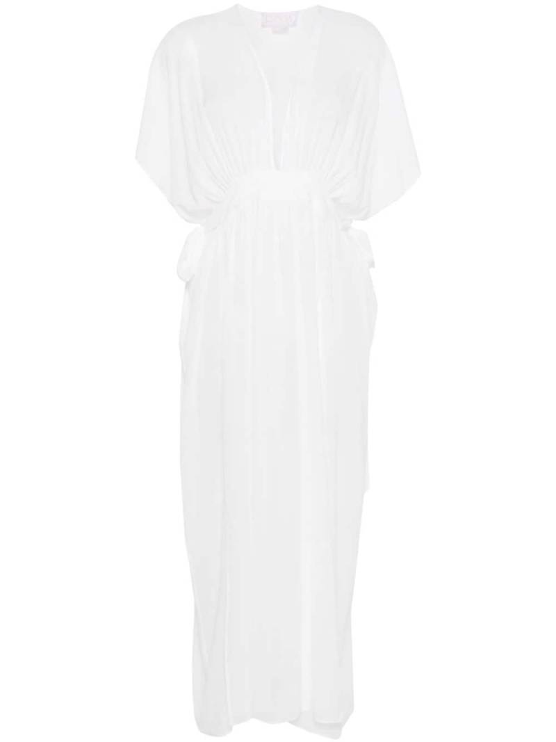 Genny belted silk maxi dress - White von Genny