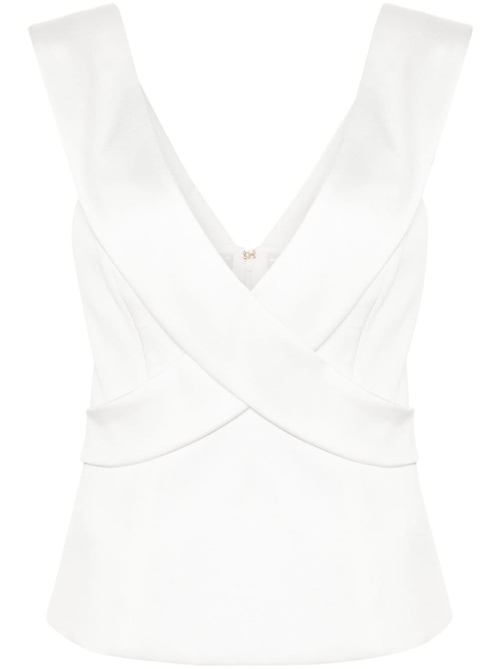 Genny crossover-straps crepe tank top - White von Genny