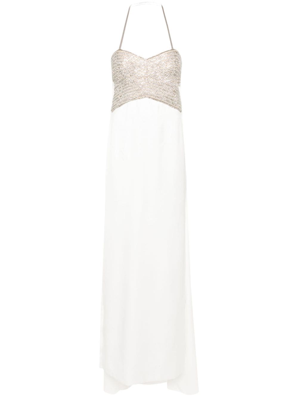 Genny crystal-embellished cut-out dress - White von Genny