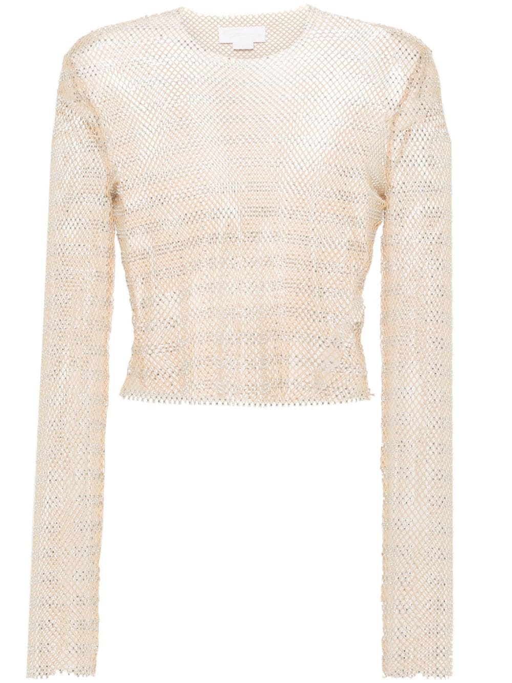 Genny crystal-embellished mesh top - Neutrals von Genny