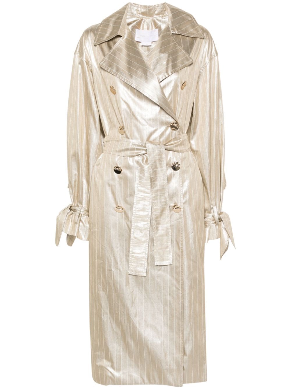 Genny engraved-buttons pinstriped maxi coat - Gold von Genny
