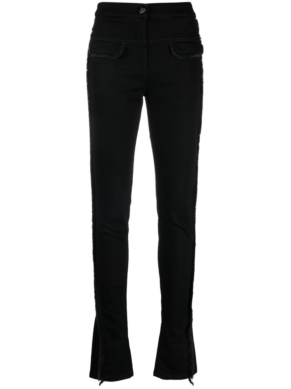 Genny faux-pockets frayed skinny trousers - Black von Genny