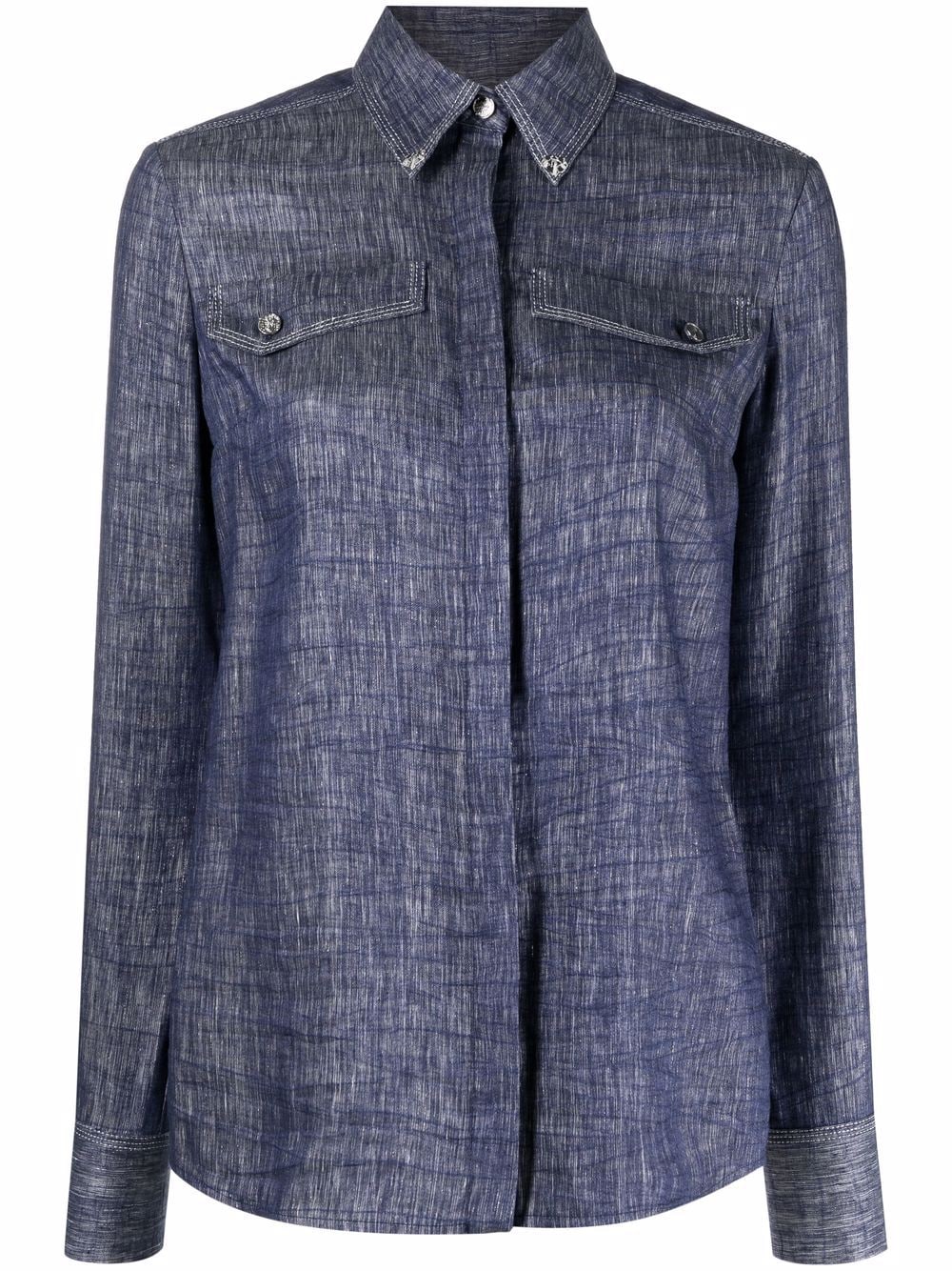 Genny flap-pockets button-up denim shirt - Blue von Genny