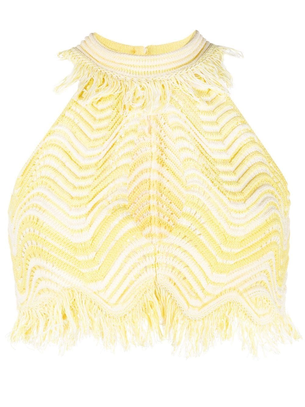 Genny fringe-detail knitted cropped top - Yellow von Genny