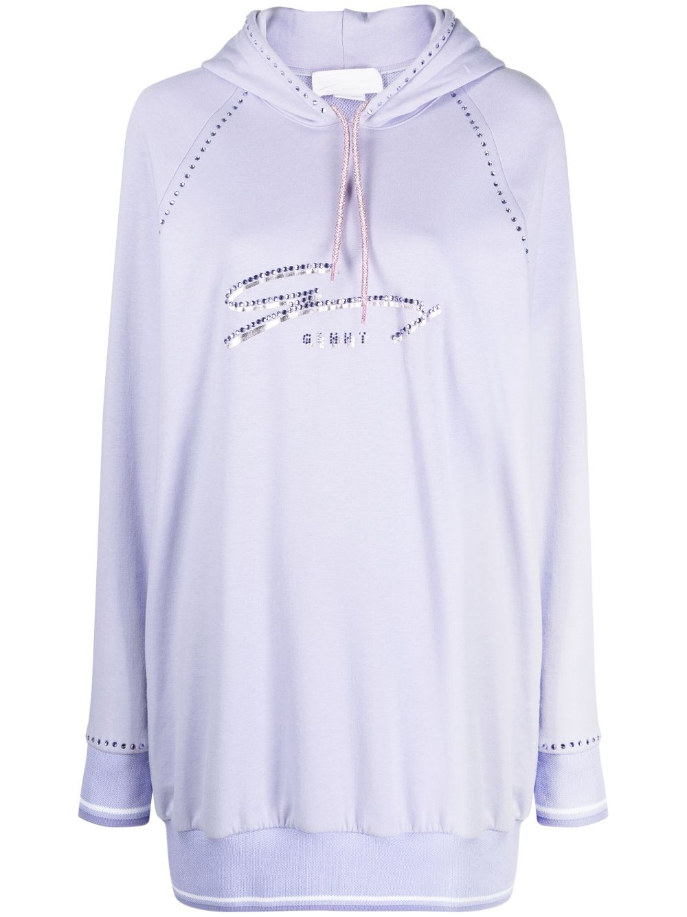 Genny logo-embellished cotton-blend hoodie - Purple von Genny