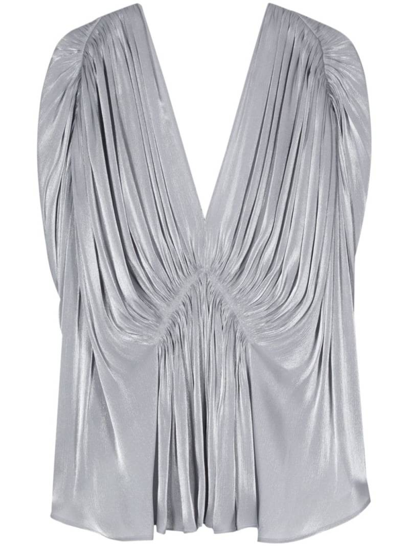 Genny lurex-detail draped blouse - Grey von Genny