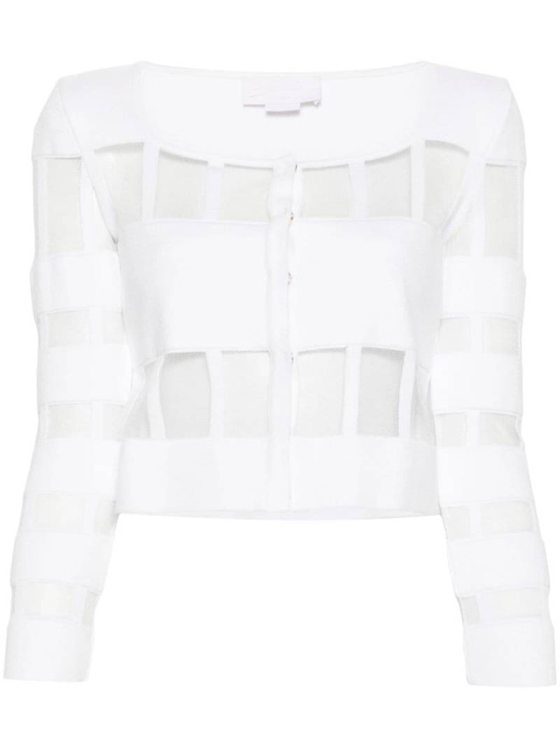 Genny mesh-panelled ribbed cardigan - White von Genny