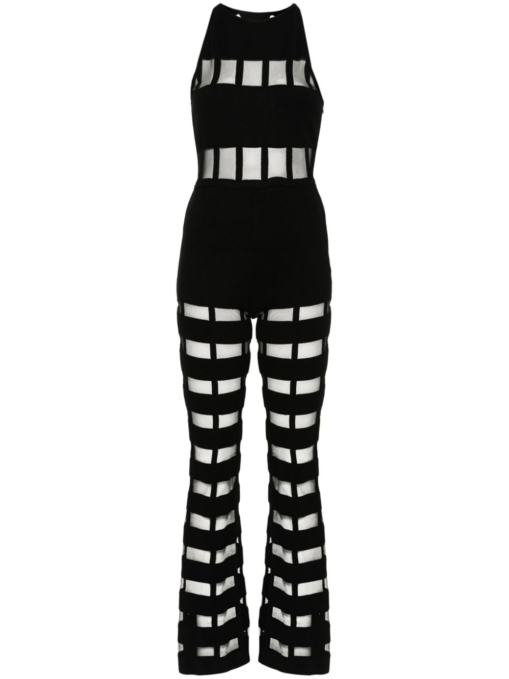 Genny mesh-panelled ribbed jumpsuit - Black von Genny