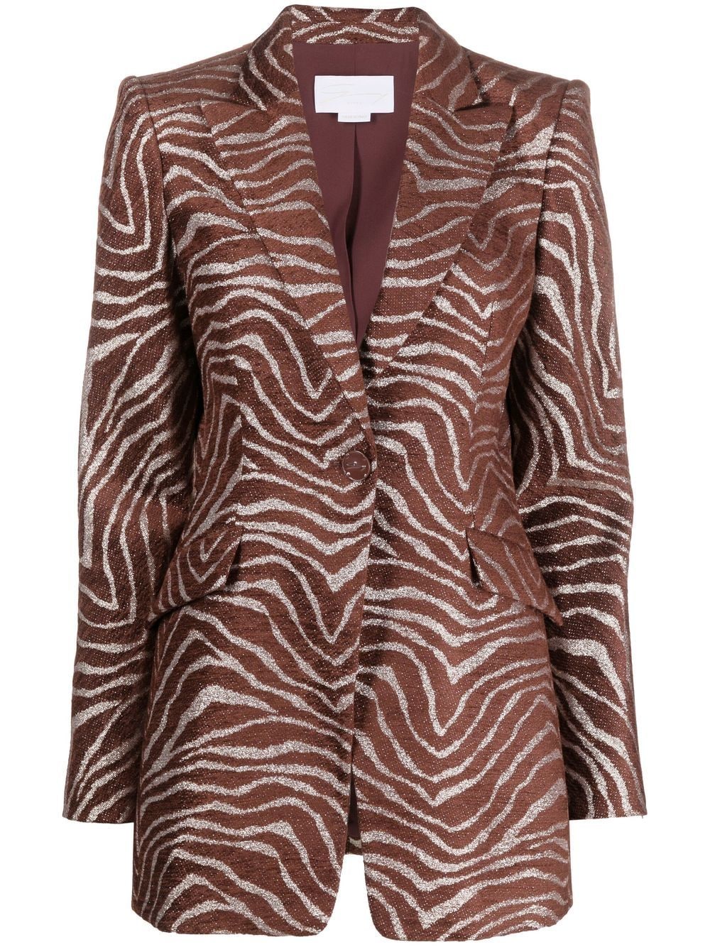 Genny metallic-detailing zebra-print blazer - Brown von Genny