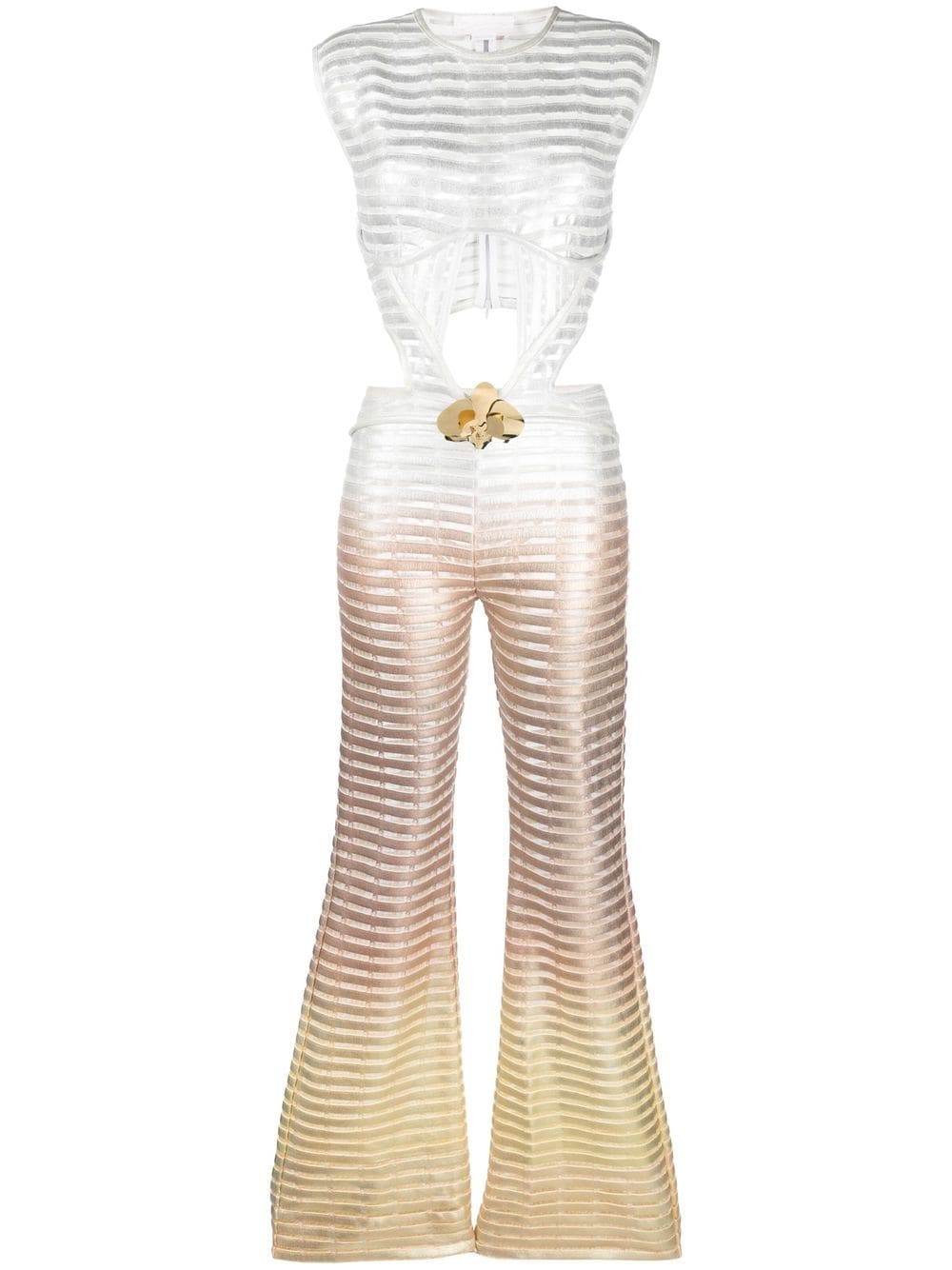 Genny ombré laminated-print jumpsuit - White von Genny