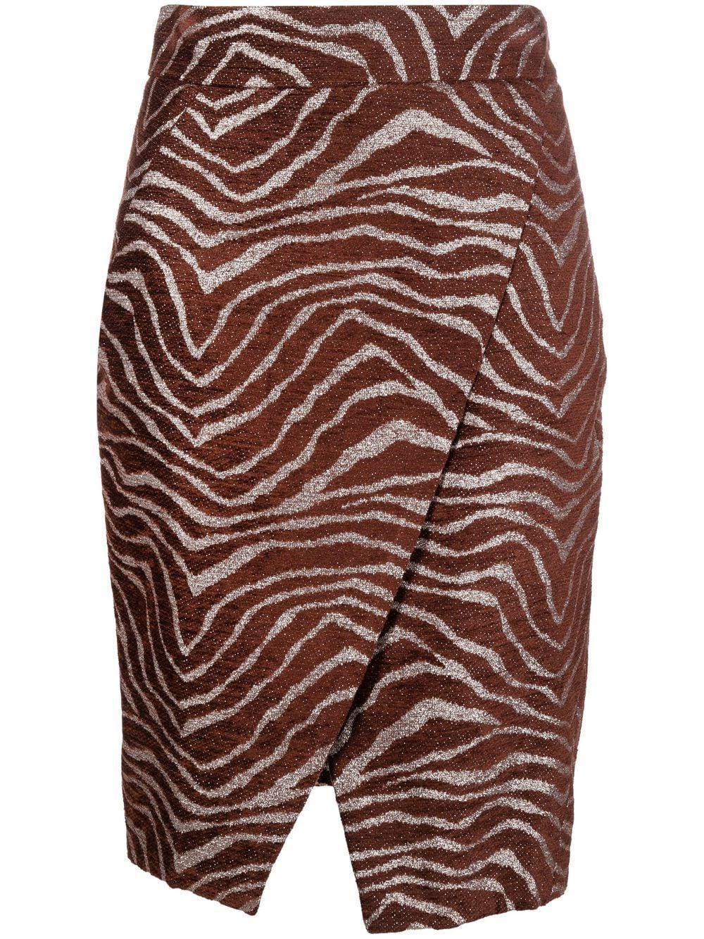 Genny patterned-jacquard wrap skirt - Brown von Genny