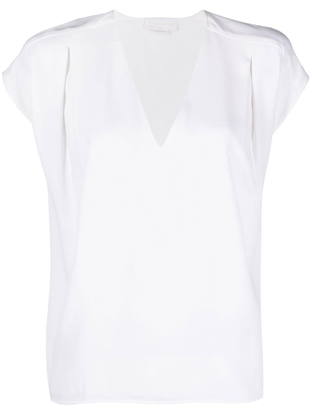Genny pleat-detail V-neck blouse - White von Genny