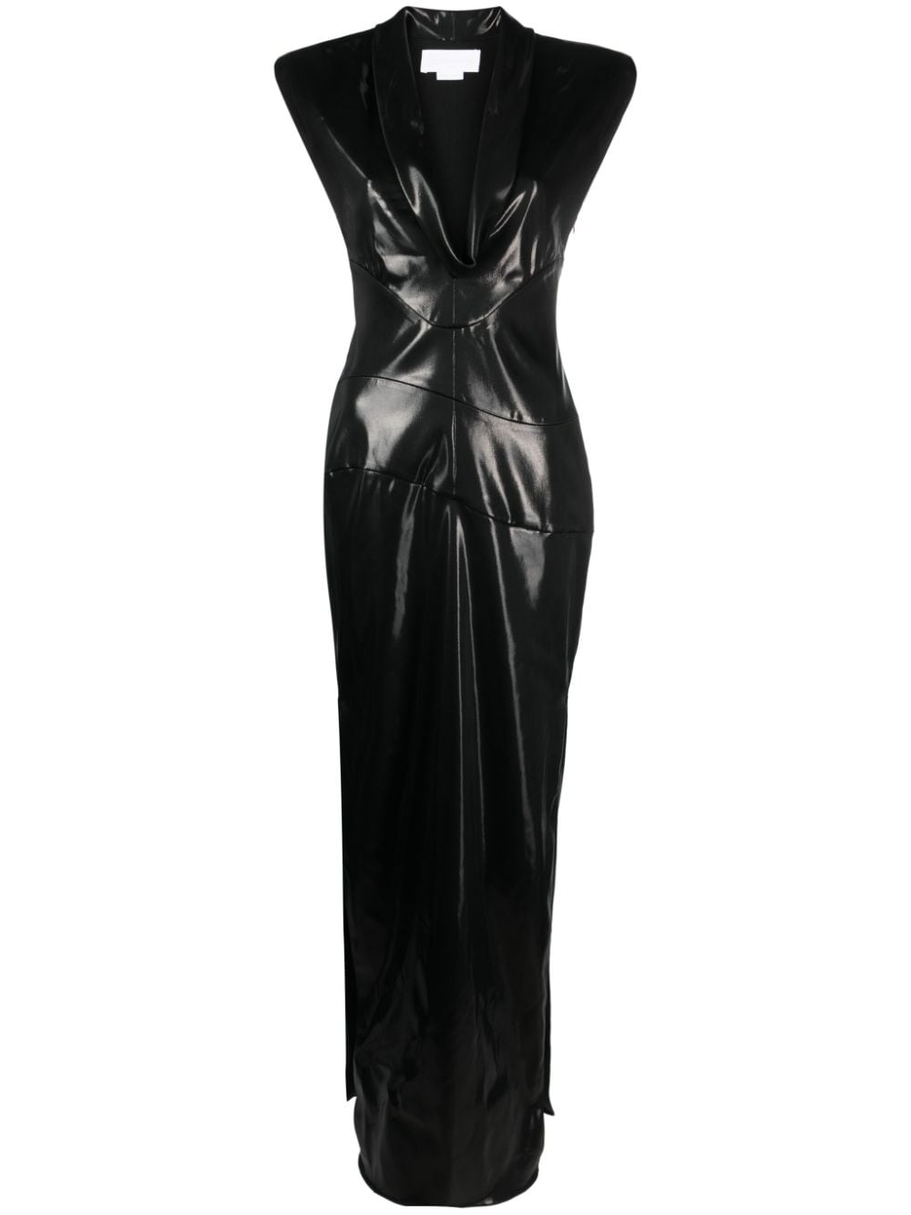 Genny plunging V-neck long dress - Black von Genny