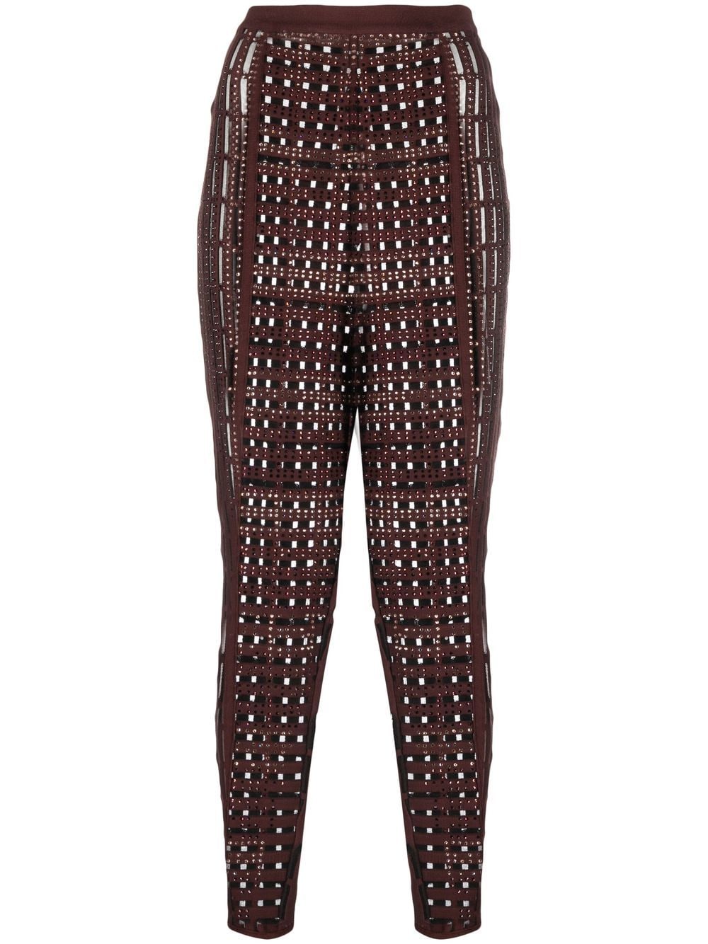 Genny rhinestone-embellished knitted leggings - Brown von Genny