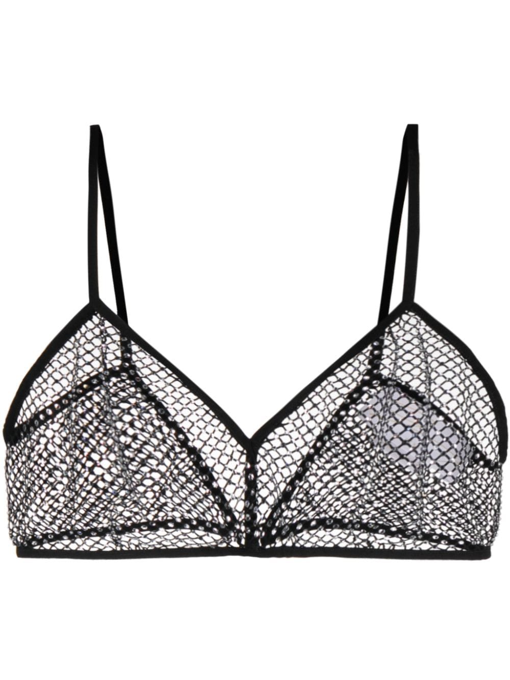 Genny rhinestone-embellished mesh crop top - Black von Genny