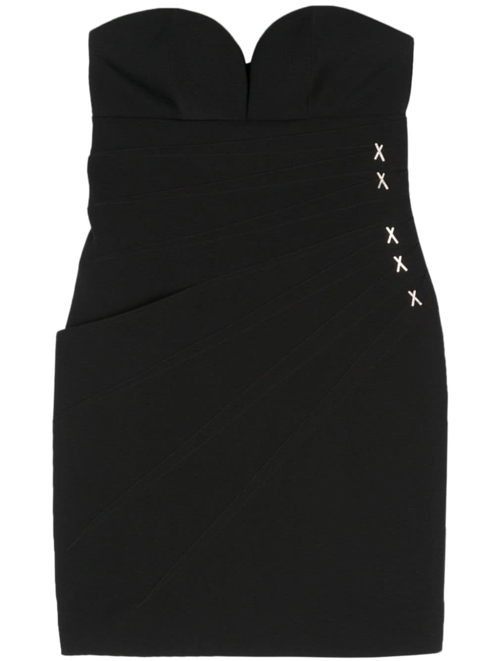 Genny rhinestone-embellished pleat-detail minidress - Black von Genny
